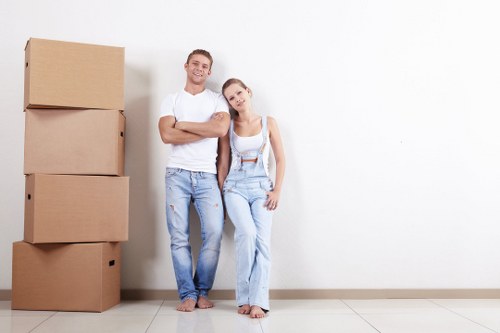 Boxes and packing supplies prepared for a Holland Park home move